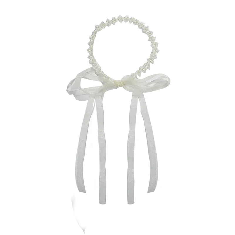 

Daily Wear Pearl Headband Headwear Fairy Girl Mori Style Super Fairy Streamer Hair Accessory Female Tie Hair Hoop Female Go out