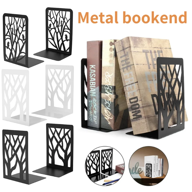 

Book Ends Universal Metal Bookends for Shelves Heavy Duty Metal Non-Skid Bookend Supports Book Shelf Holder Office Accessories