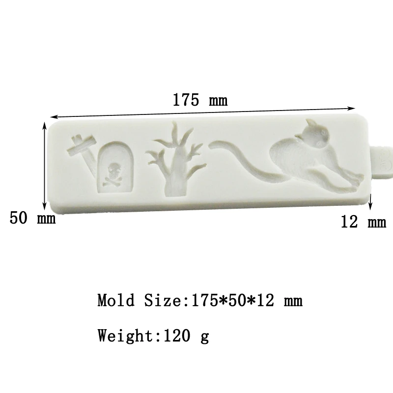 Meibum Halloween Tombstone Black Cat Witch Silicone Fondant Cake Mold Biscuits Chocolate Candy Sugar Craft Decorating Mould |