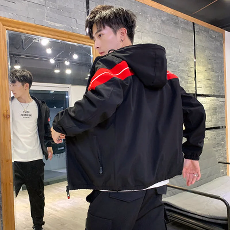 Men's Hooded Jackets Patchwork vintage Block Pullover bomber Jacket Tracksuit Coat big size Men Hip Hop Streetwear windbreaker | Мужская