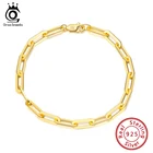 Браслет-цепочка ORSA JEWELS из серебра 925 пробы, с позолотой 14 карат, для пар, женщин, мужчин, модные украшения SB109