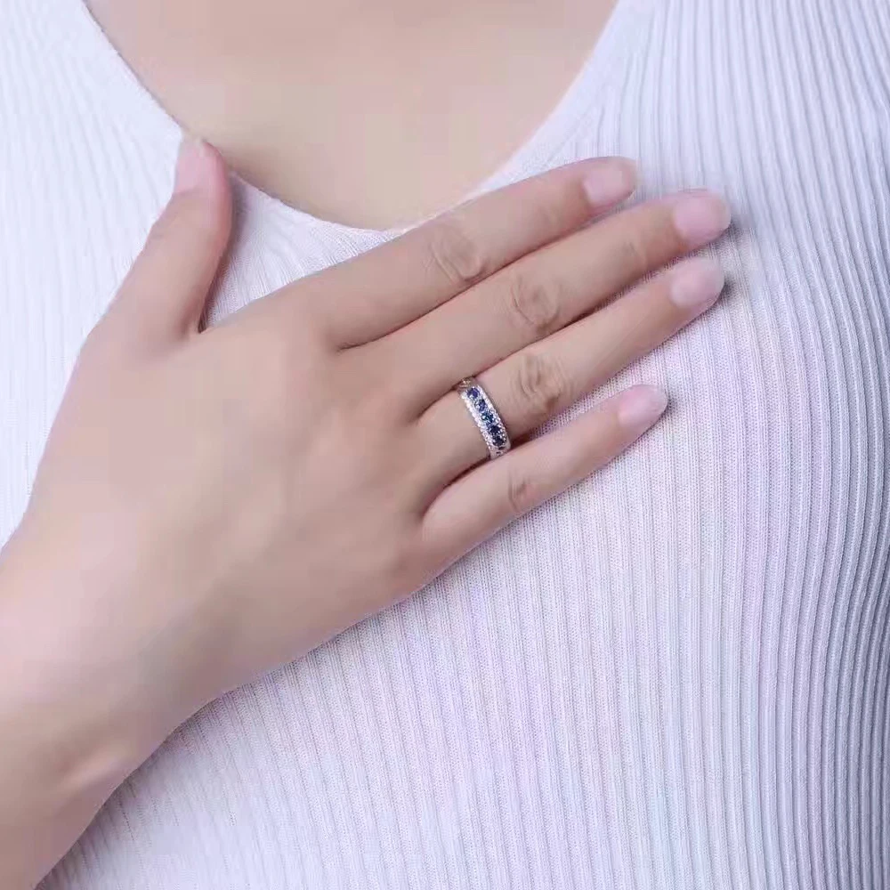 Классический сапфир предложение кольцо 6 шт 3 мм натуральный Настоящее твердое 925