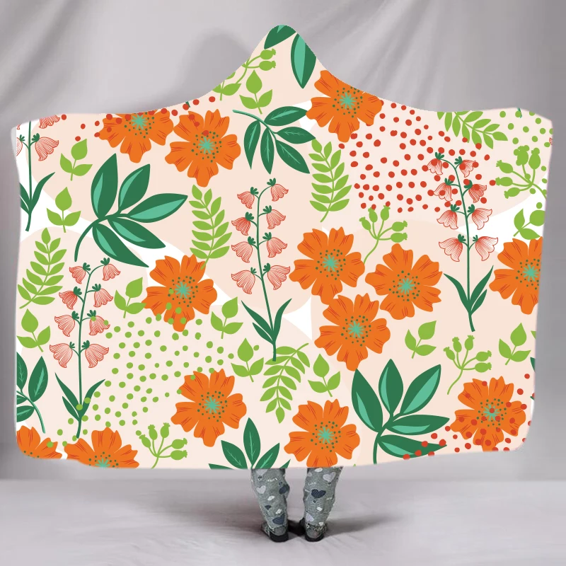 Одеяло с капюшоном в виде подсолнуха для взрослых цветочный шерпа флисовое