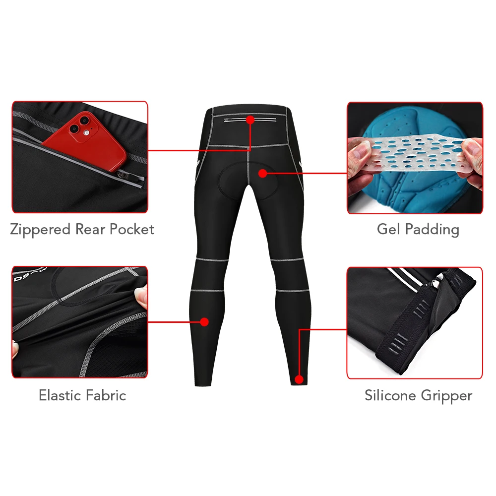 

Men Bicycle Pants with 5D Padded Bike Tights Outdoor Road Cycling MTB Bike Riding Pants Leggings For Mountain Biking Running