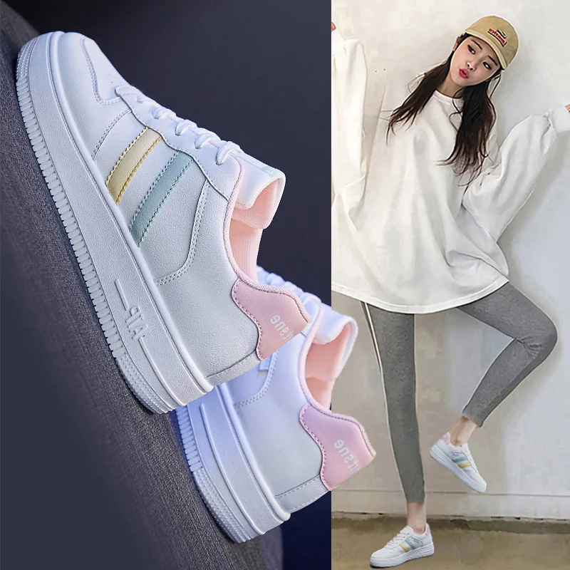 

2021 Small White Shoes Women Vulcanized Shoes New Fashion Student Casual Shoes Women's Thick Bottom Breathable Low Top Board