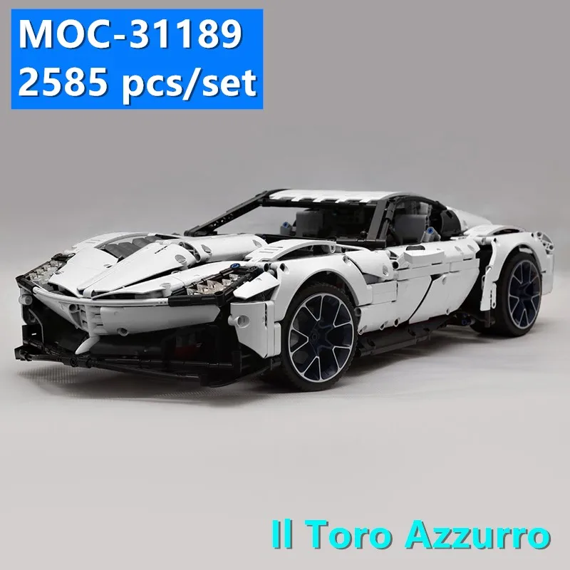 Новый Супер гоночный автомобиль серии MOC Il Toro Azzurro легинглы техническая модель