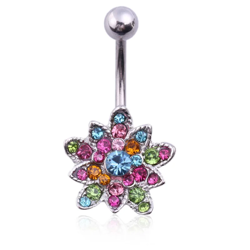 Женское кольцо-штанга для пупка с кристаллами | Украшения и аксессуары
