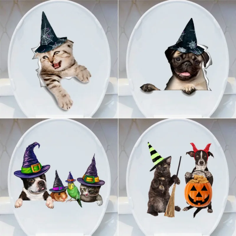 

Наклейка на тему Хэллоуина украшение дома мультяшная Наклейка на стену Наклейка на унитаз декоративная настенная наклейка Стена украшения...