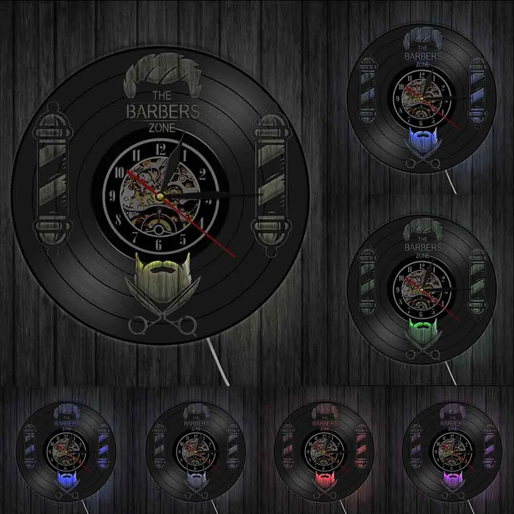 Настенные декоративные часы для парикмахерской виниловые приборы черного цвета