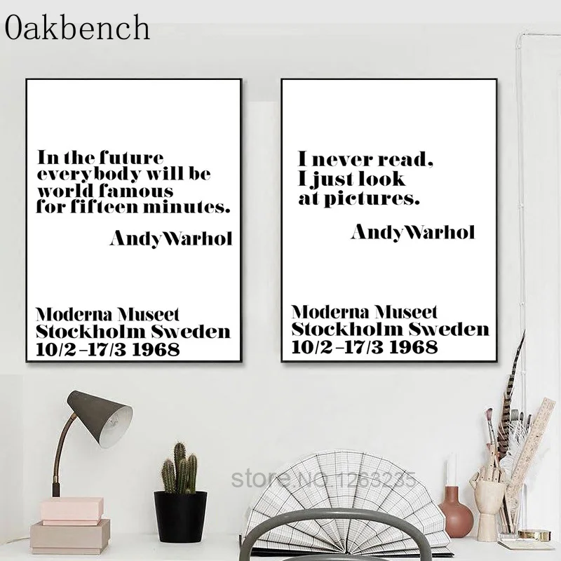 Плакаты и принты на холсте Энди Уорхол Постер в скандинавском стиле с цитатами