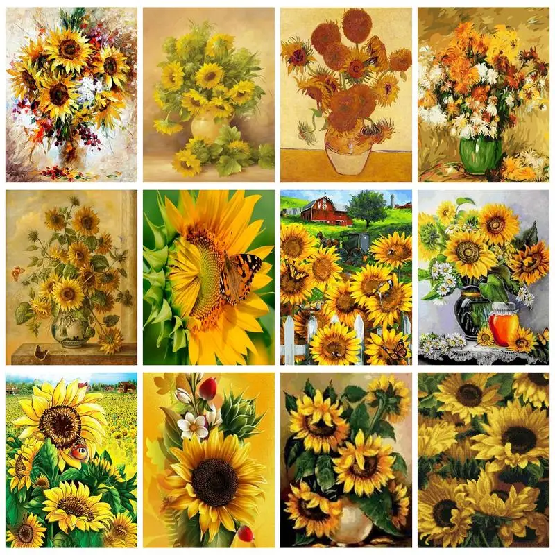 

RUOPOTY 40x50cm Paint By Numbers DIY Gifts Canvas Painting Sunflower Number Painting Adults Crafts Decorative Paintings
