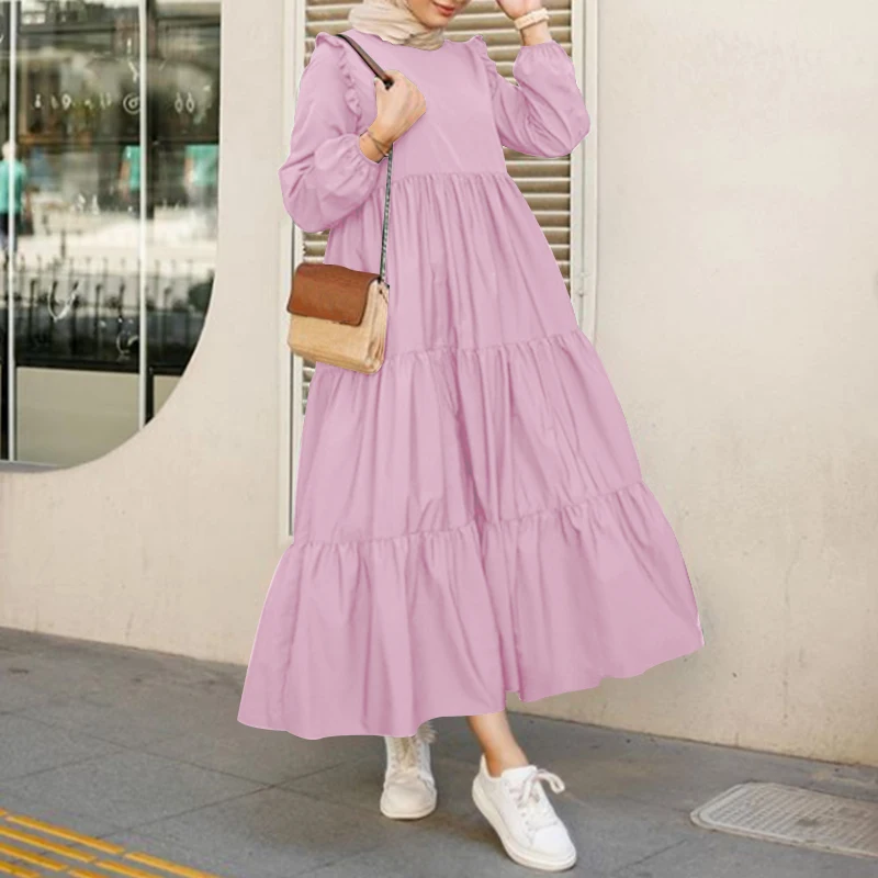 

Muslim Clothes Dubai Abaya Long Sleeve Muslim Fashion Dresses Casual Ruffles Women Dress Maxi Abayas Hijab Dress Islam Dress 5XL