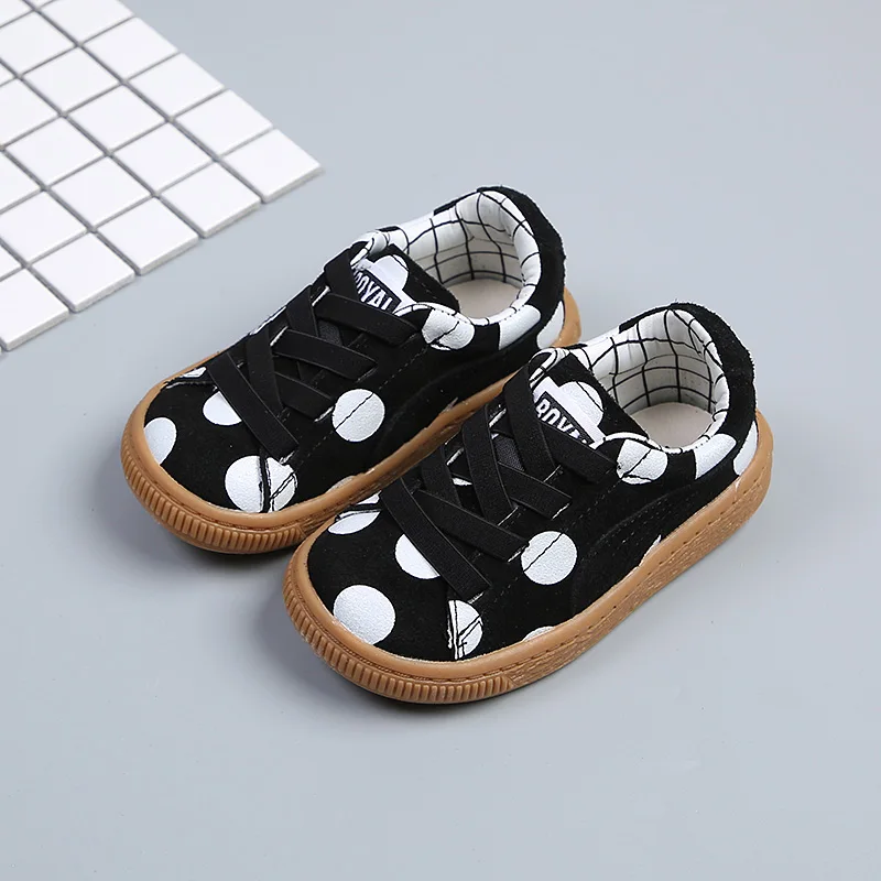 Детская повседневная кожаная обувь с волнистыми точками мягкие детские