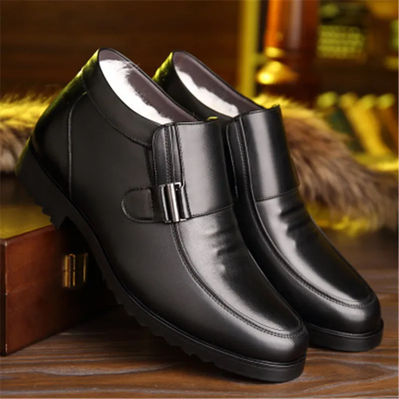 Ботинки Челси мужские зимние водонепроницаемые кожаные на толстом