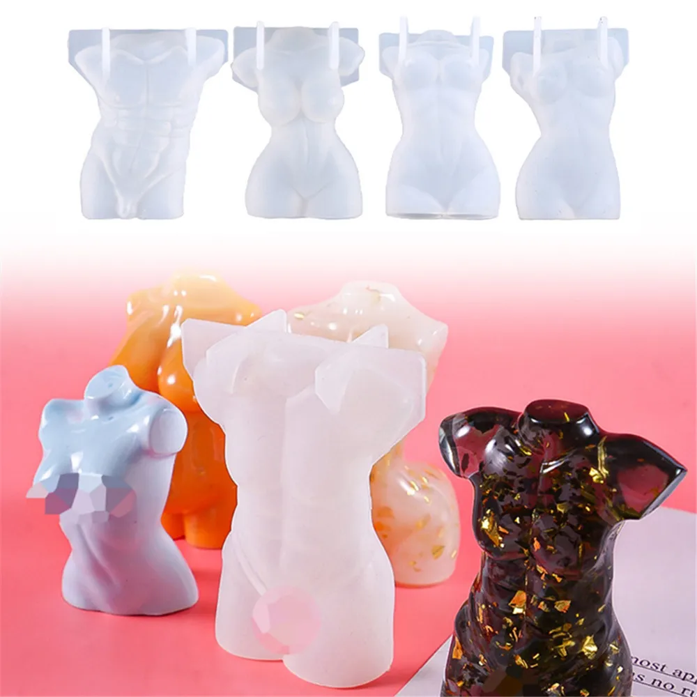 3D человеческого тела лампы в форме свечи прессформы с украшением виде кристаллов