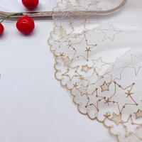 all match gold thread star net yarn embroidery tulle lace fabric lolita wedding dress cuffs handmade diy skirt textile sewing