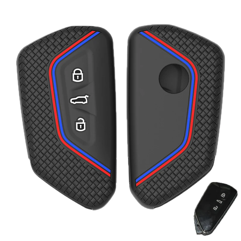 Силикагель Автомобильный ключ крышка для Фольксваген Гольф 8 Mk8 2020 Skoda 3 кнопки Smart