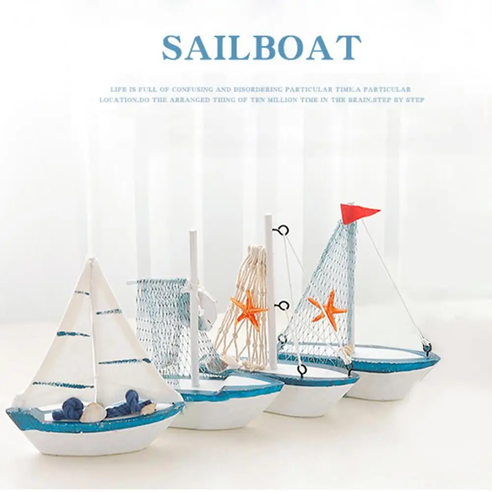 

Craft Ornament Creative Sailboat Design Wooden Home Craft Decor for Living Room