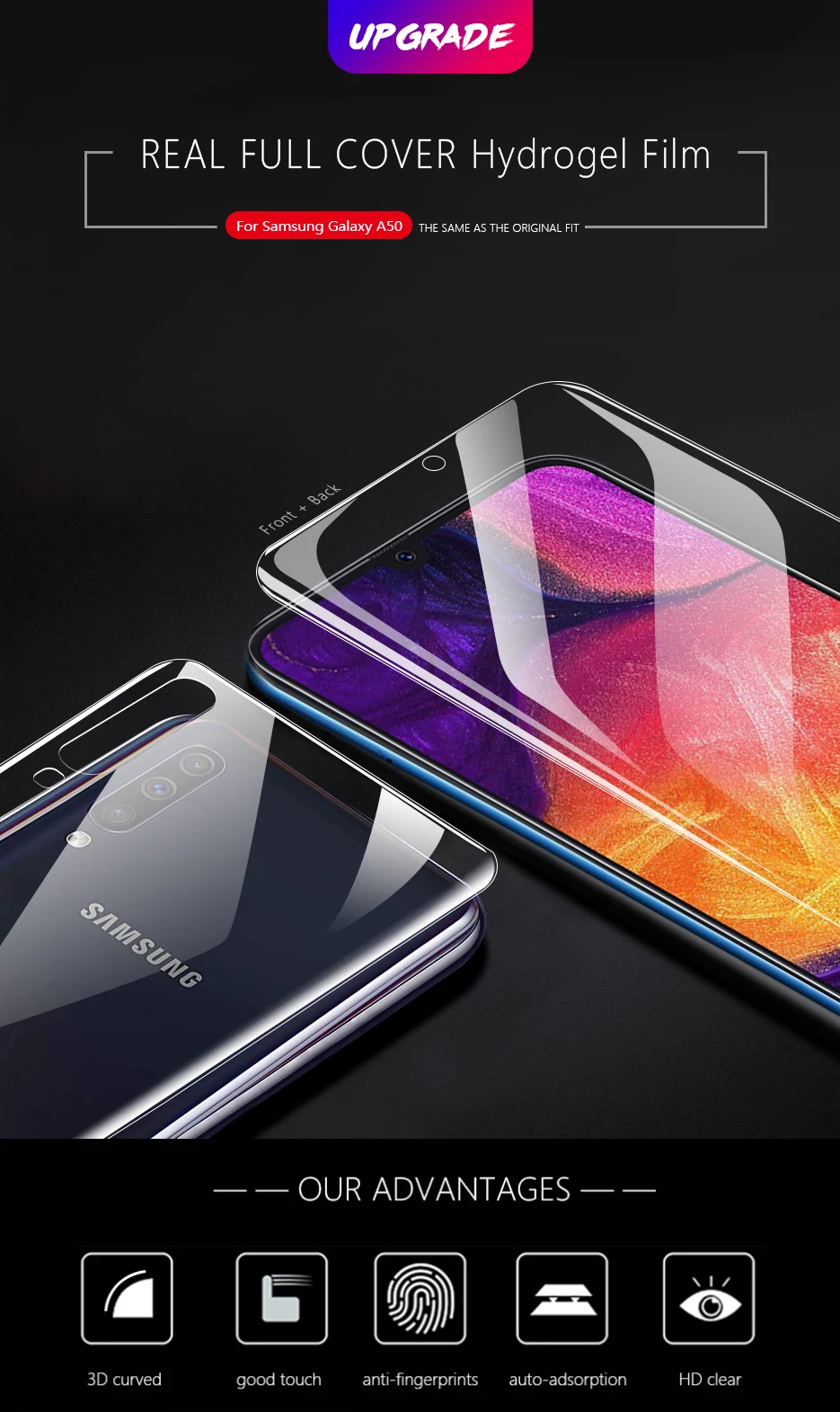 CHYI 3D изогнутая пленка для samsung Galaxy A50S 6,4 дюймов Защитная пленка для экрана A30S A6s Взрывозащищенная гидратационная пленка не закаленное стекло
