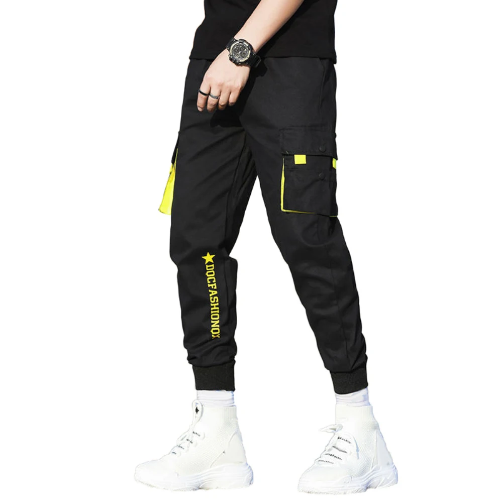 

Pocket Cargo Pants 2020 Casual Men Breathable Ankle Tie Pocket Drawstring Cargo Pants Ninth Trousers Hip Hop Trousers 2020