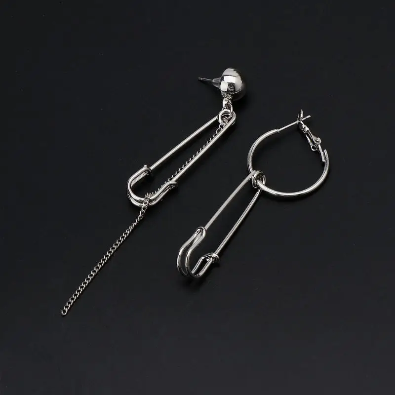 Асимметричные серьги-подвески с кисточками на цепочке корейские ювелирные