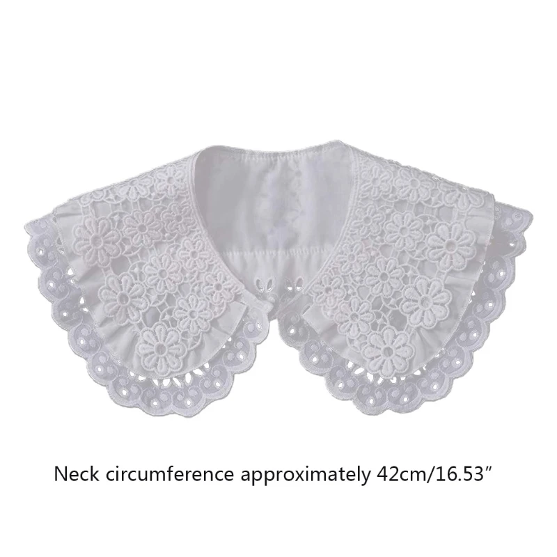 

Lace Brim Fake Collar Hollow Embroidered False Collars Layered Detachable Collar Front Closure Trendy Adornment