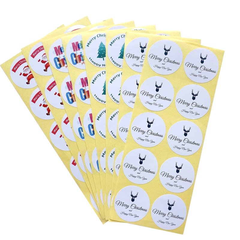 

1000Pcs Wholesale Sealing stickers Merry Christmas Elk tree Santa Claus Round diy paper Handmade Sticker Labels Stationery 35MM