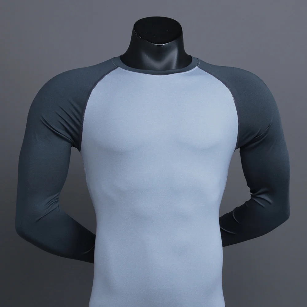 Men's Dry Fit Compression Shirt Fitness Rashguard Long Sleeves Running Gym T Shirt Sport Football Tight T Shirt for Men Training