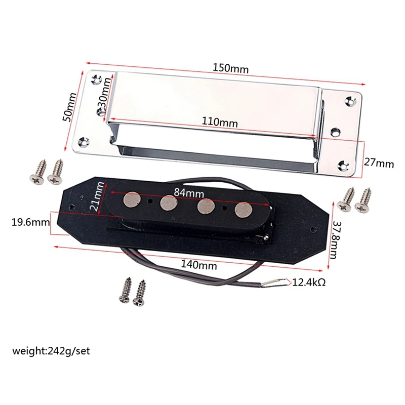 

Closed Type Metal 4 String Bass Pickup Humbucker Guitar Parts Musical Instrument