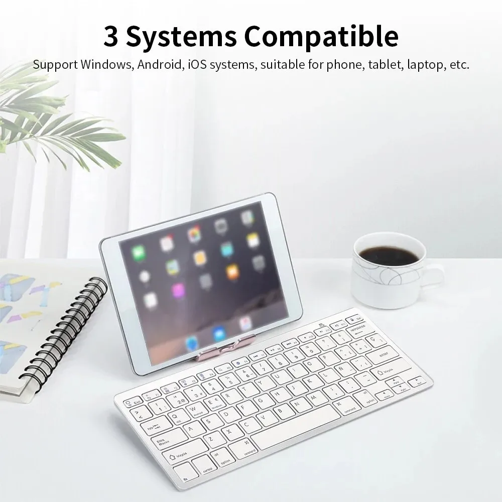 

New 78 Keys Wireless Spanish BT Keyboard BT 3.0 Portable Ultra-slim Keyboard Support Windows/iOS/Android for Laptop Tablet Phone