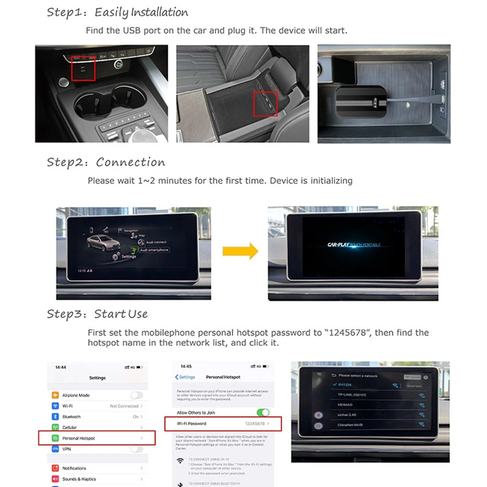 

JOYEAUTO 4+32G Car Multmedia Player Wireless Adapter Universal Car Android OS AI-BOX for Honda/Toyota/Nissan/Mazda