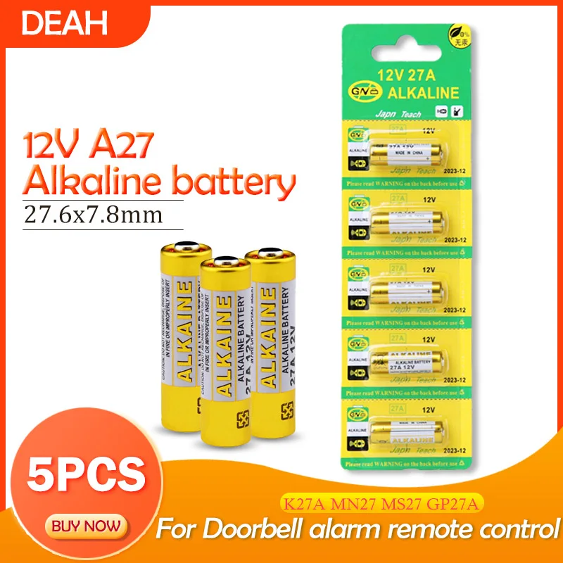 Щелочная батарея G27A MN27 MS27 GP27A A27 L828 V27GA ALK27A A27BP K27A VR27 R27A для дверного звонка пульт