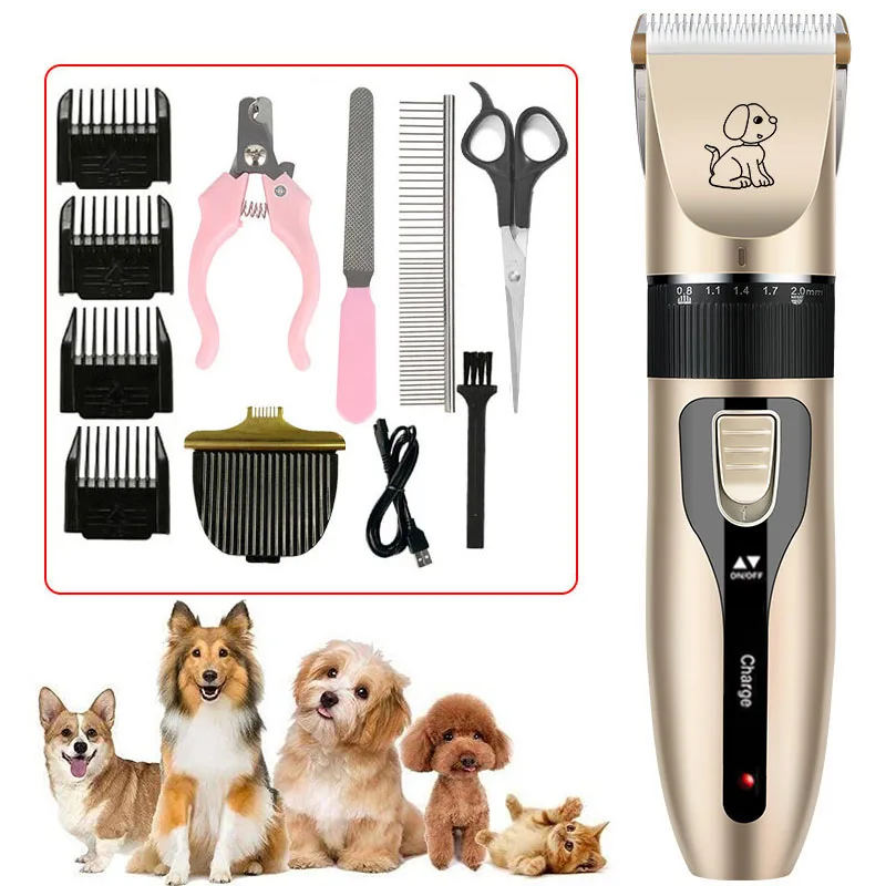 

Dog Shaver Clipper Low Noise Rechargeable Dog Hair Cut Cordless Electric Quiet Pet Hair Trimmer Set for Animal Grooming Scissors