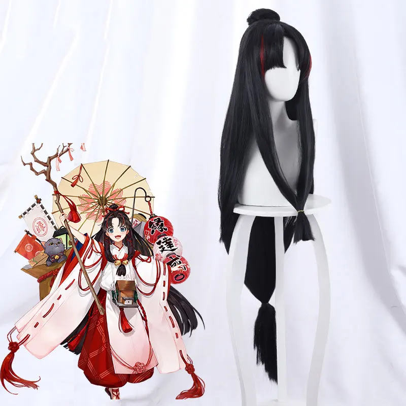 Женский длинный прямой парик Netease Games Onmyoji Master Knot God черный красный для косплея |