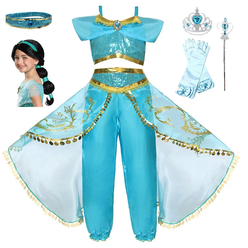 Для девочек с рисунком &quotАладдин&quot платье цвета Жасмин Up комплект детской