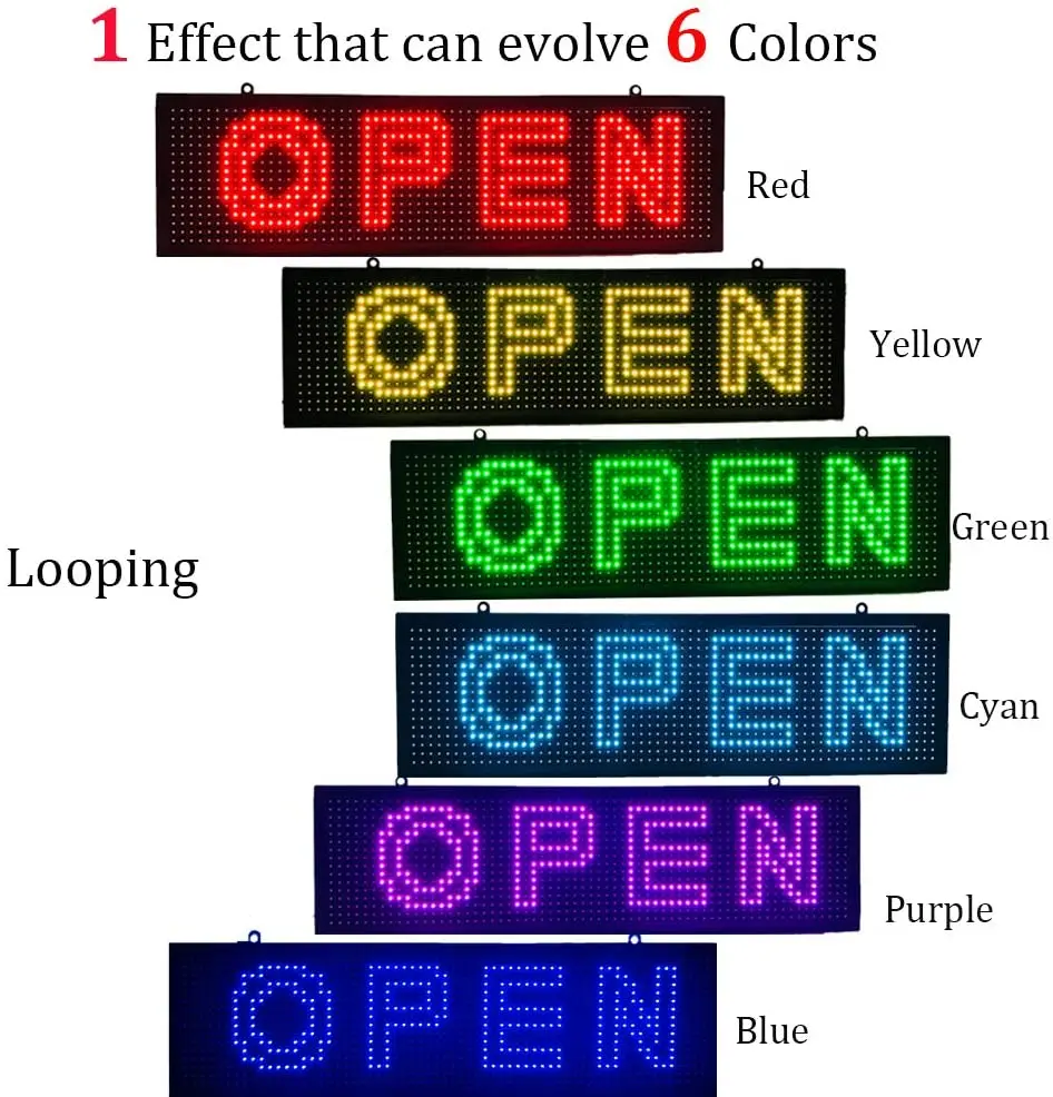Вывеска для открытия с пультом дистанционного управления on/0ff 21x6 дюймов