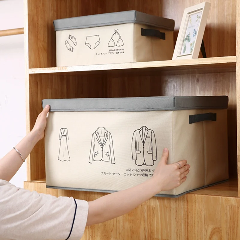 2020 складная коробка для хранения с крышкой из хлопка и льна органайзер одежды