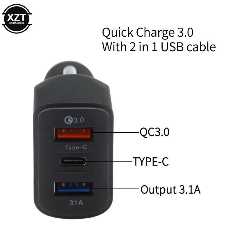 Автомобильное зарядное устройство с 3 USB-портами 18 Вт 0 А |