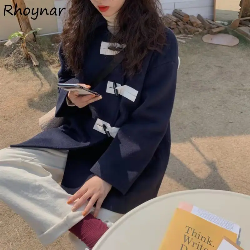 

Смеси Женский однобортный в японском стиле простой дизайн старение Милая популярная зимняя теплая эстетика утолщенная элегантная повседневная