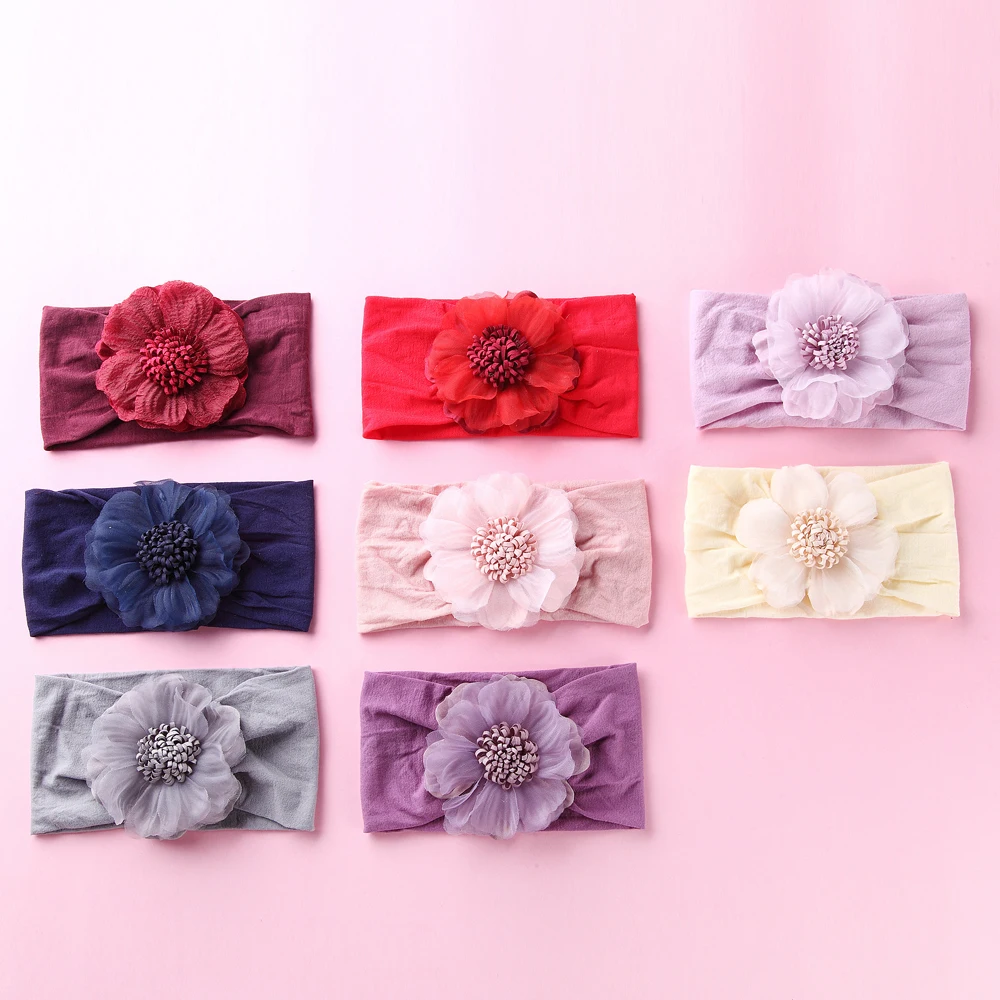 

Lovely Baby Headband Turban Flower Newborn Baby Girl Headbands Elastic Kids Toddler Hairband haarband Baby Hair Accessories