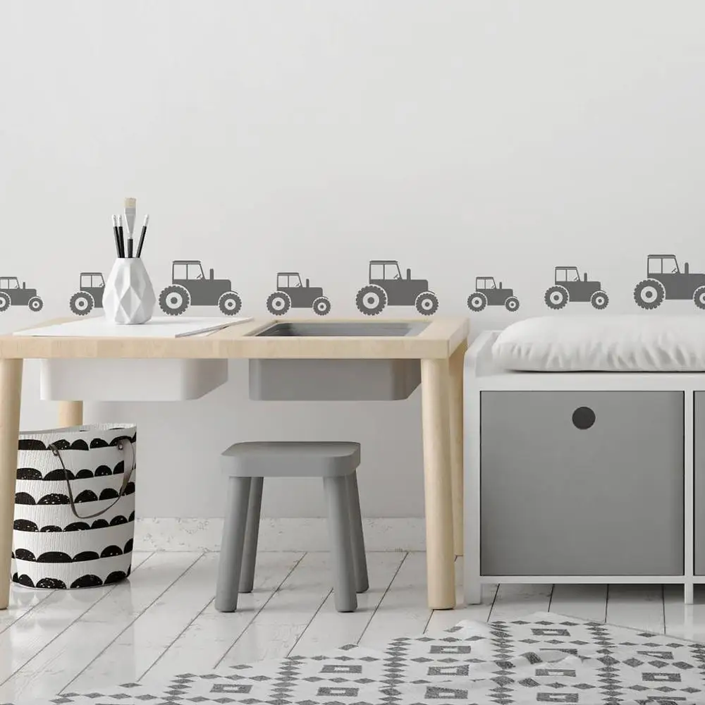 20pcs Cute Cartoon Tractor Farm Wall Sticker Baby Nursery Kids Room Modern Tractor Car Wall Decal Boy Room Vinyl Home Decor