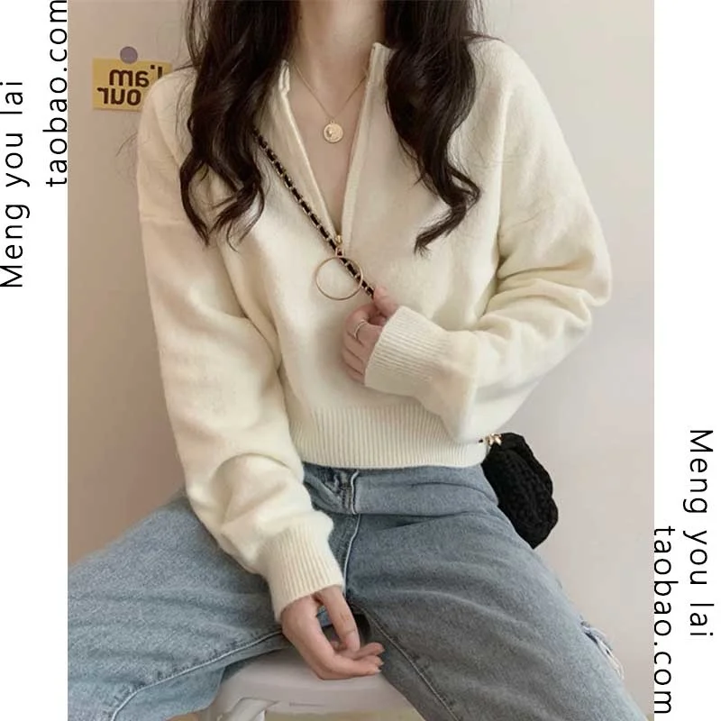 

Осенне-зимняя одежда ретро короткий свитер женский дизайн чувственный стиль