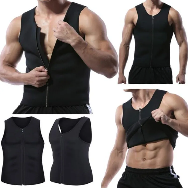 

Men Neoprene Sauna Body Shaper Compression Slimming Zipper Vest Fat Burning Fitness Shapewear Tummy Control Waist Trainer Corset