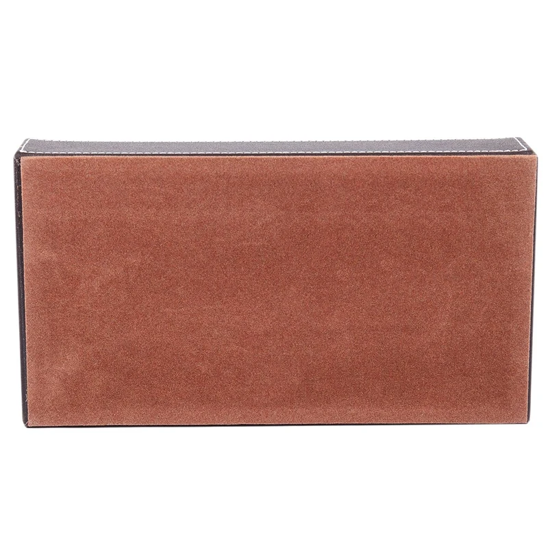 

2 Pcs Home Office Wooden Struction Leather Multi-Function Desk Stationery Organizer Storage Box Brown & Black