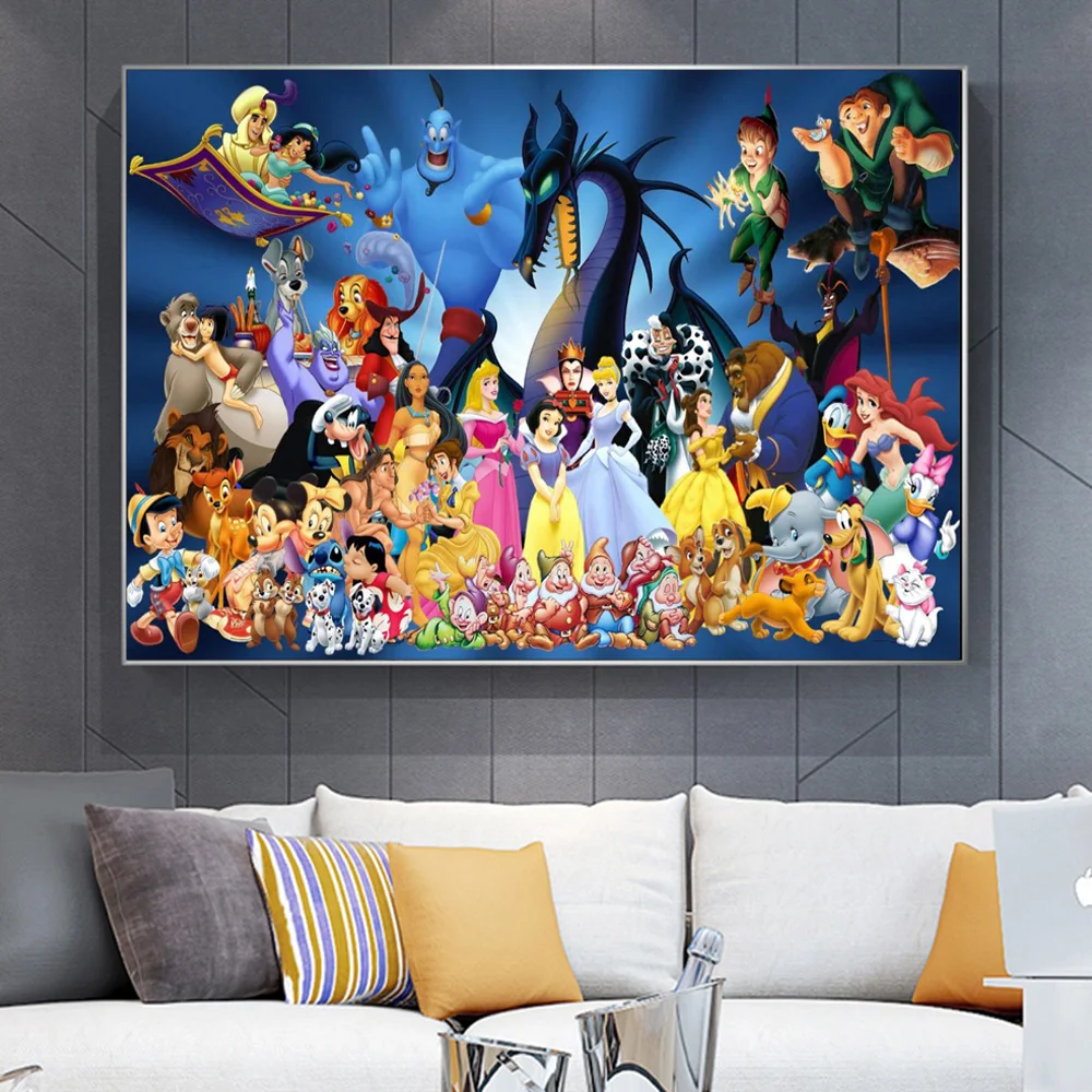 Картина на холсте с героями Диснея Микки Маус Король Лев Винни плакаты и принты