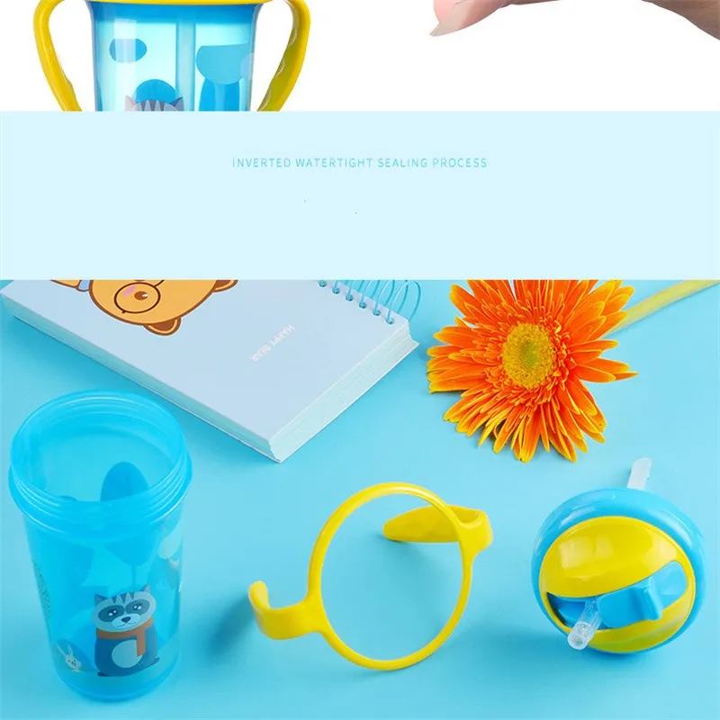Милая чашка для кормления ребенка 400 мл с трубочкой без бисфенола А портативная