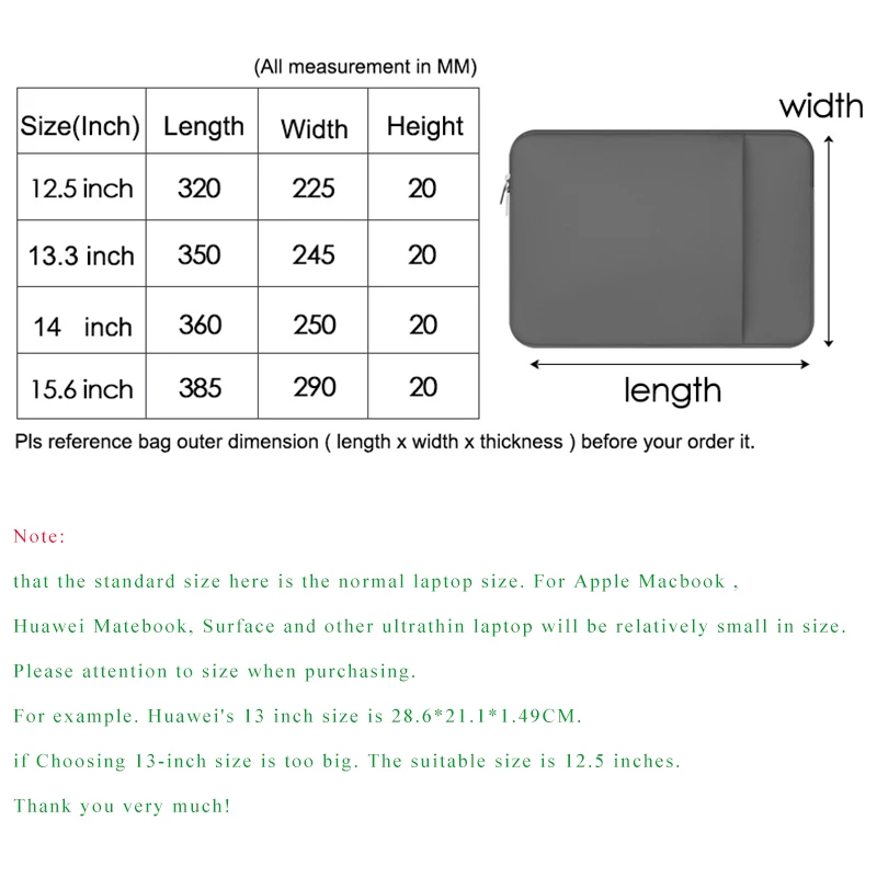 Чехол для ноутбука 11 12 13 14 15 6 дюймов с передним карманом Macbook Air Pro мягкая