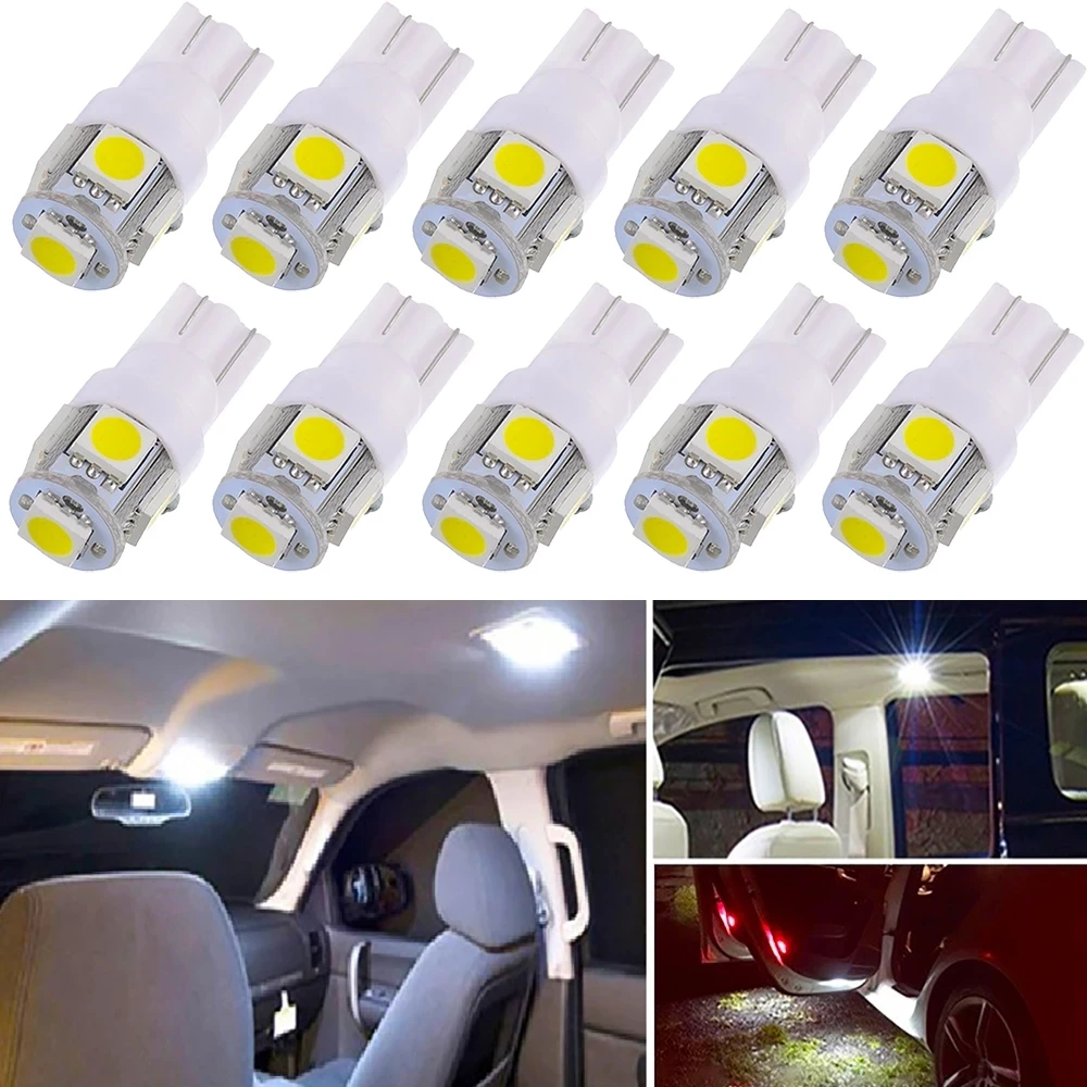 10 шт. T10 Светодиодные Автомобильные фары 5050 5smd супер белый красный желтый 194 168 w5w