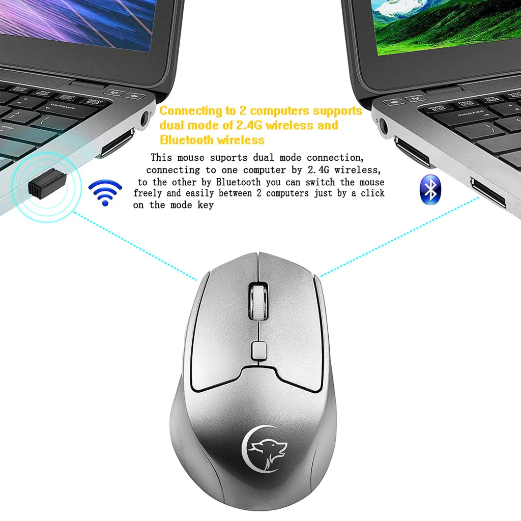 Binmer мышь G823 2 4G + Bluetooth проводная перезаряжаемая Мобильная USB для ноутбука игр