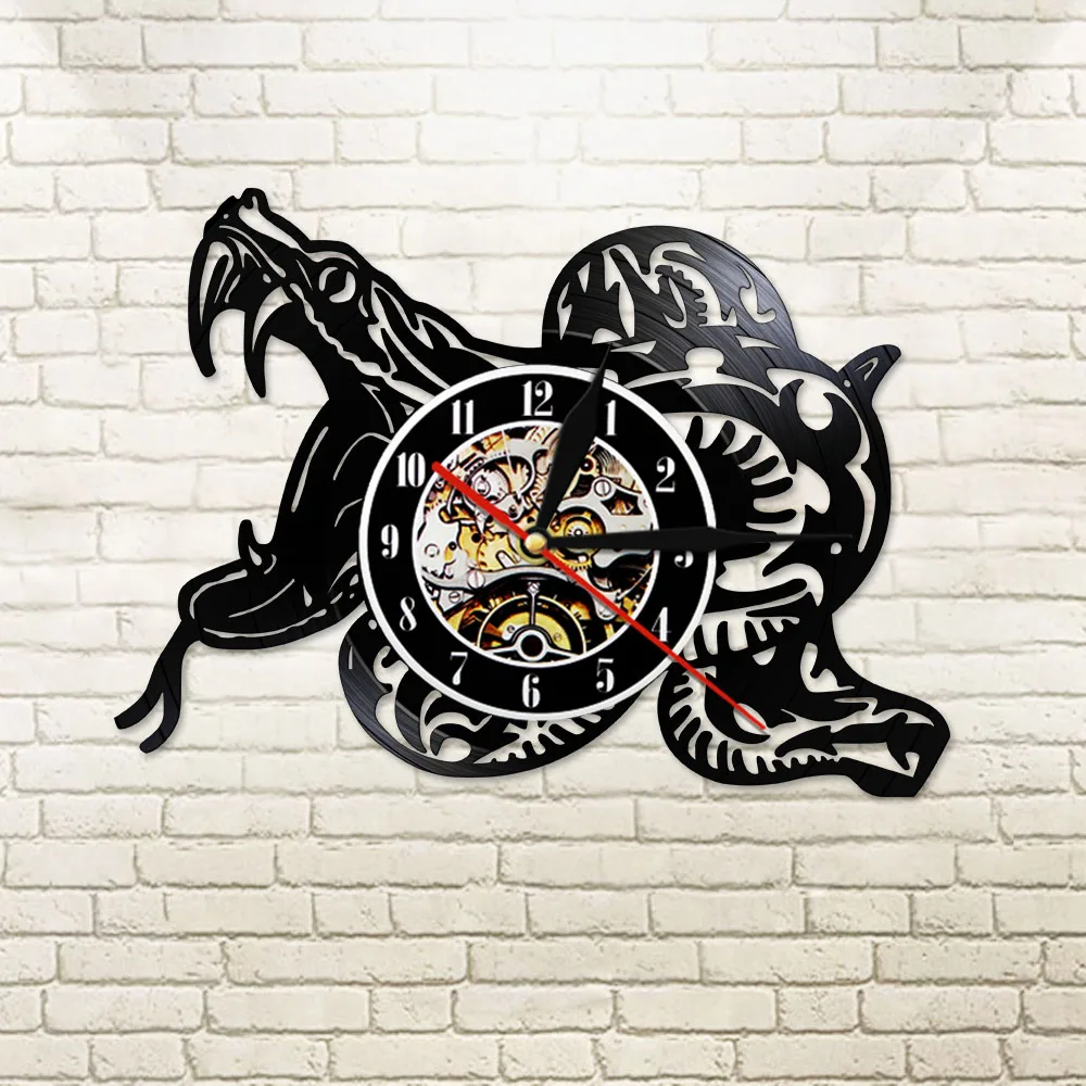 Виниловые настенные часы Snake Tribal с записью в виде животных для домашнего декора